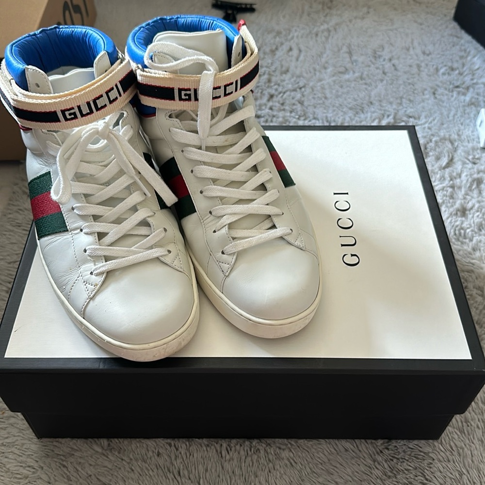 Gucci Men's Stripe Ace High Top Miro Soft Leather